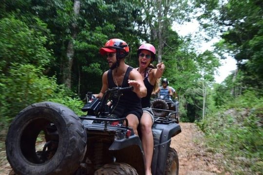 Wild Jungle Adventure! Cenote, ATV (Shared) & Zip Line from Cancun