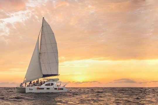 Luxury Sailboat at Sunset in Cancun