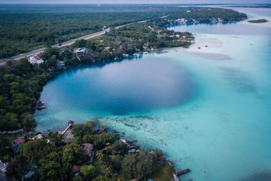 Magical BACALAR TOUR with Pontoon Boat ride. (Transportation + Breakfast + Food)