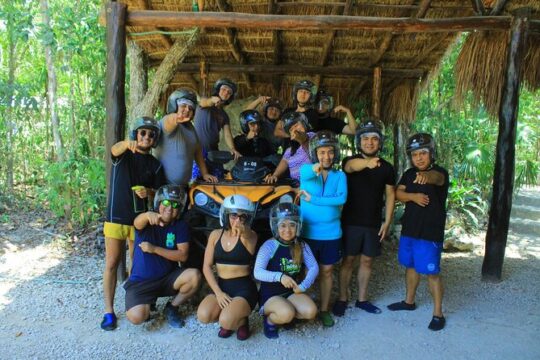 Shared ATV Express & Ziplines and Cenote Swim tour from Cancun